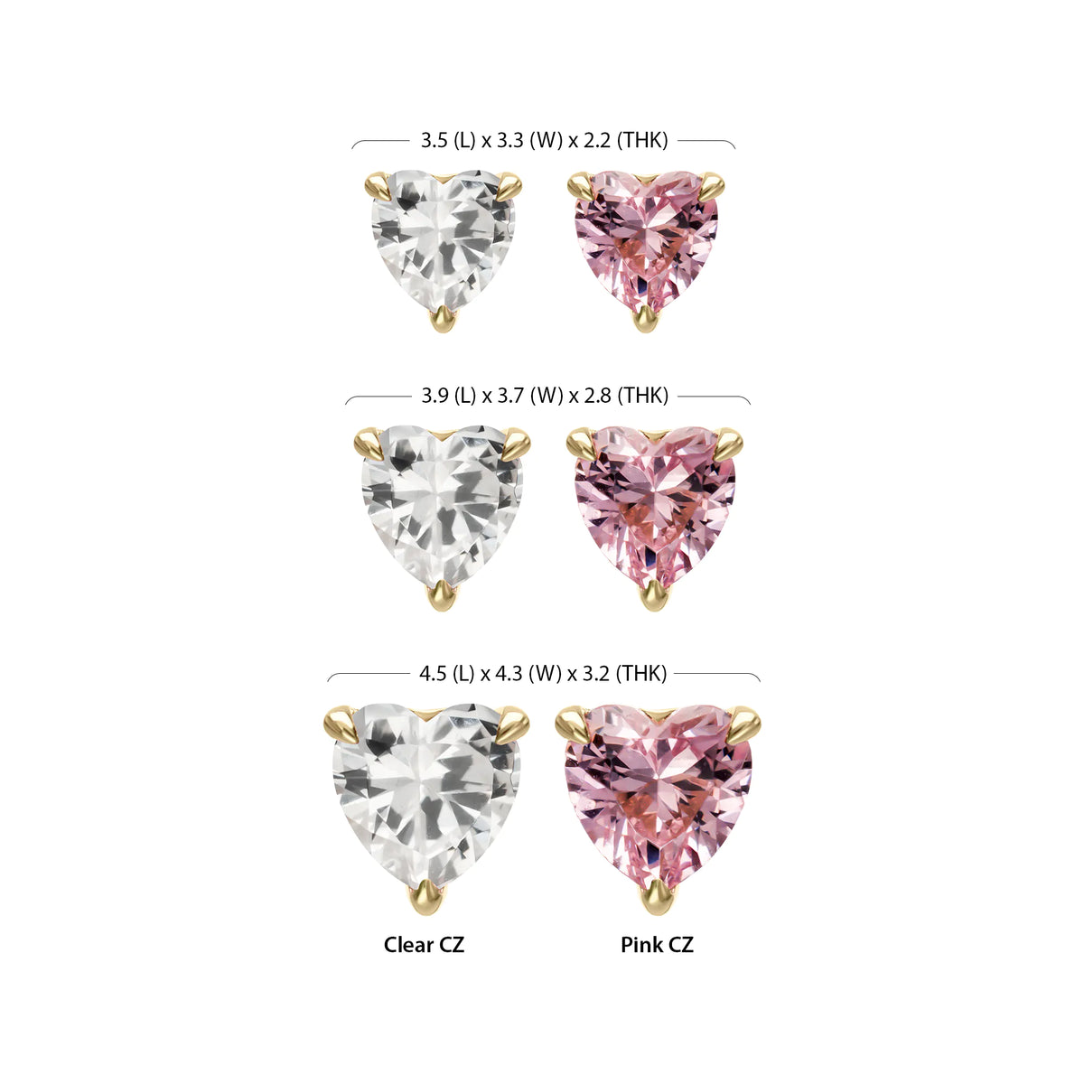 14Kt Yellow Gold Threadless 3-Prong "Icon Heart" CZ Gem Top