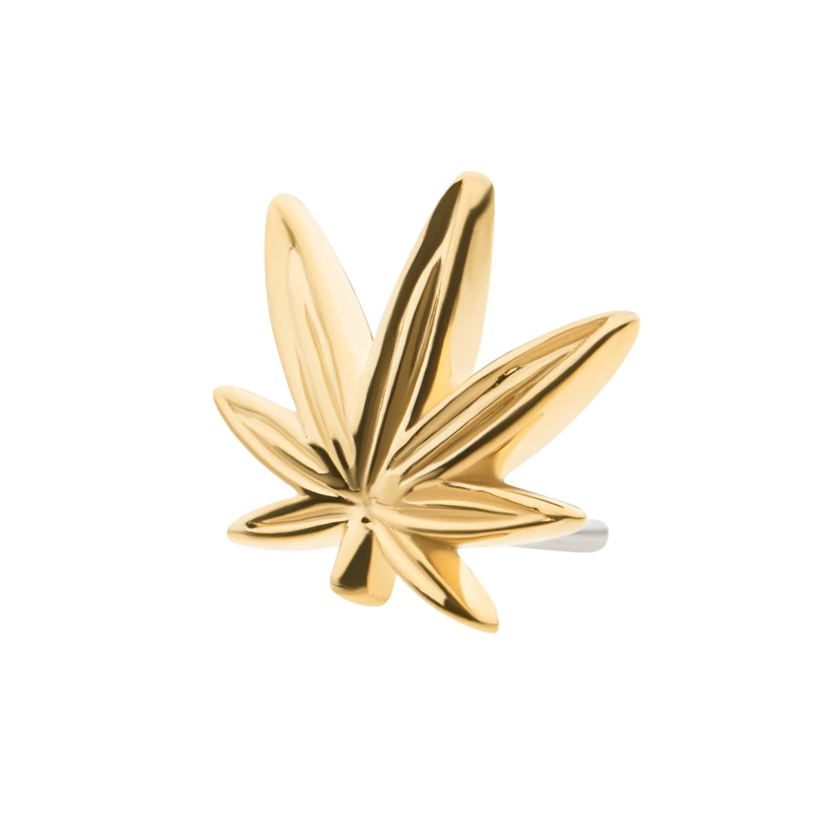 14Kt Yellow Gold Threadless Pot Leaf Top