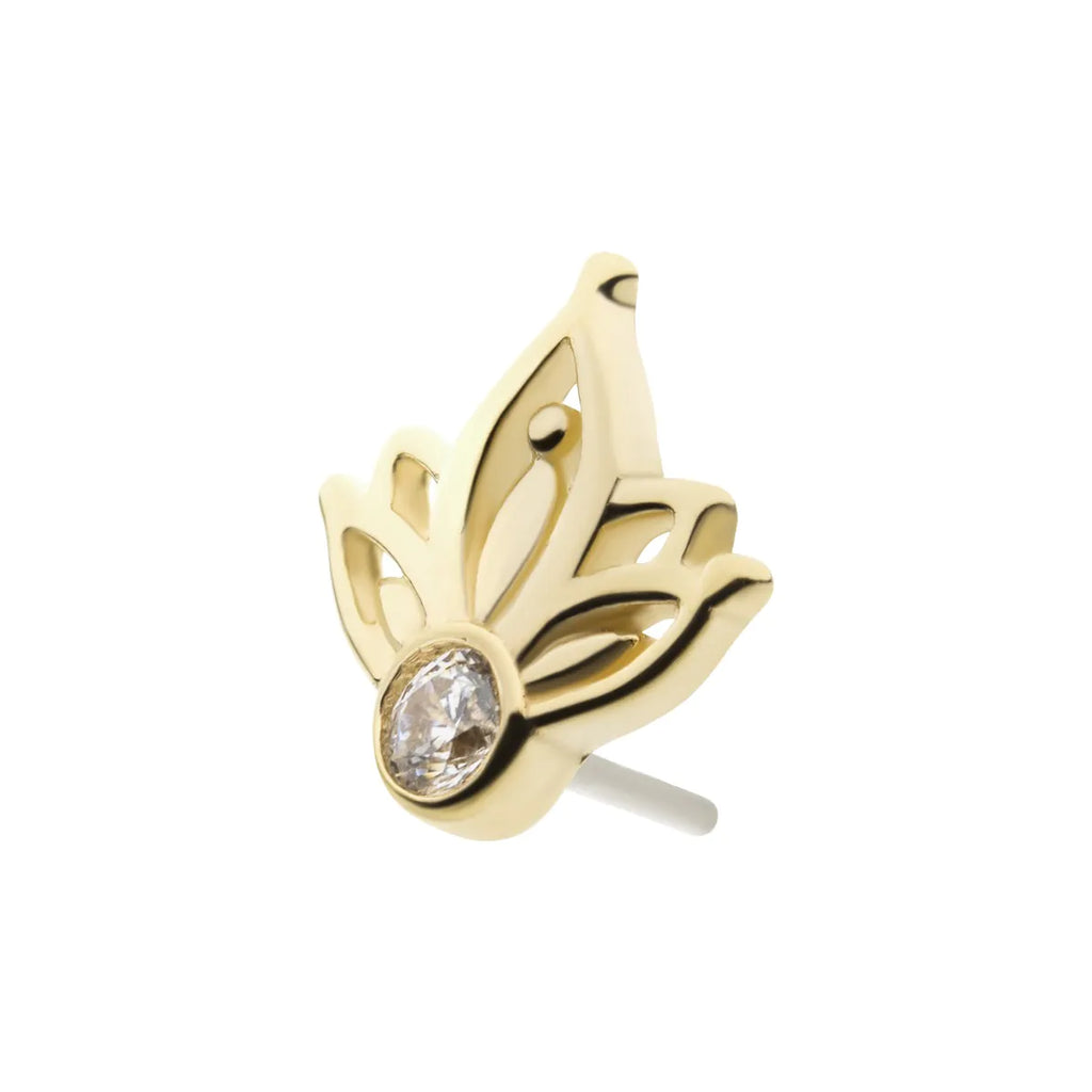 14Kt Yellow Gold Threadless Bezel Set Gem/Opal Petal Top