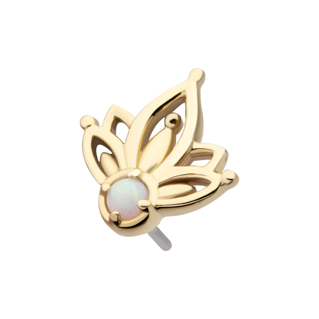 14Kt Yellow Gold Threadless Bezel Set Gem/Opal Petal Top