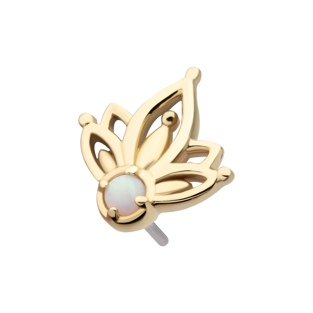 14Kt Yellow Gold Threadless Bezel Set Gem/Opal Petal Top