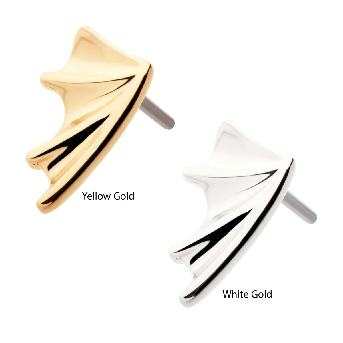 14kt Gold Threadless Bat Wing Top (Right Ear)