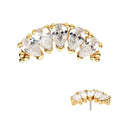 14Kt Yellow Gold Threadless with Tri Beads & Teardrop CZ 5-Cluster Top