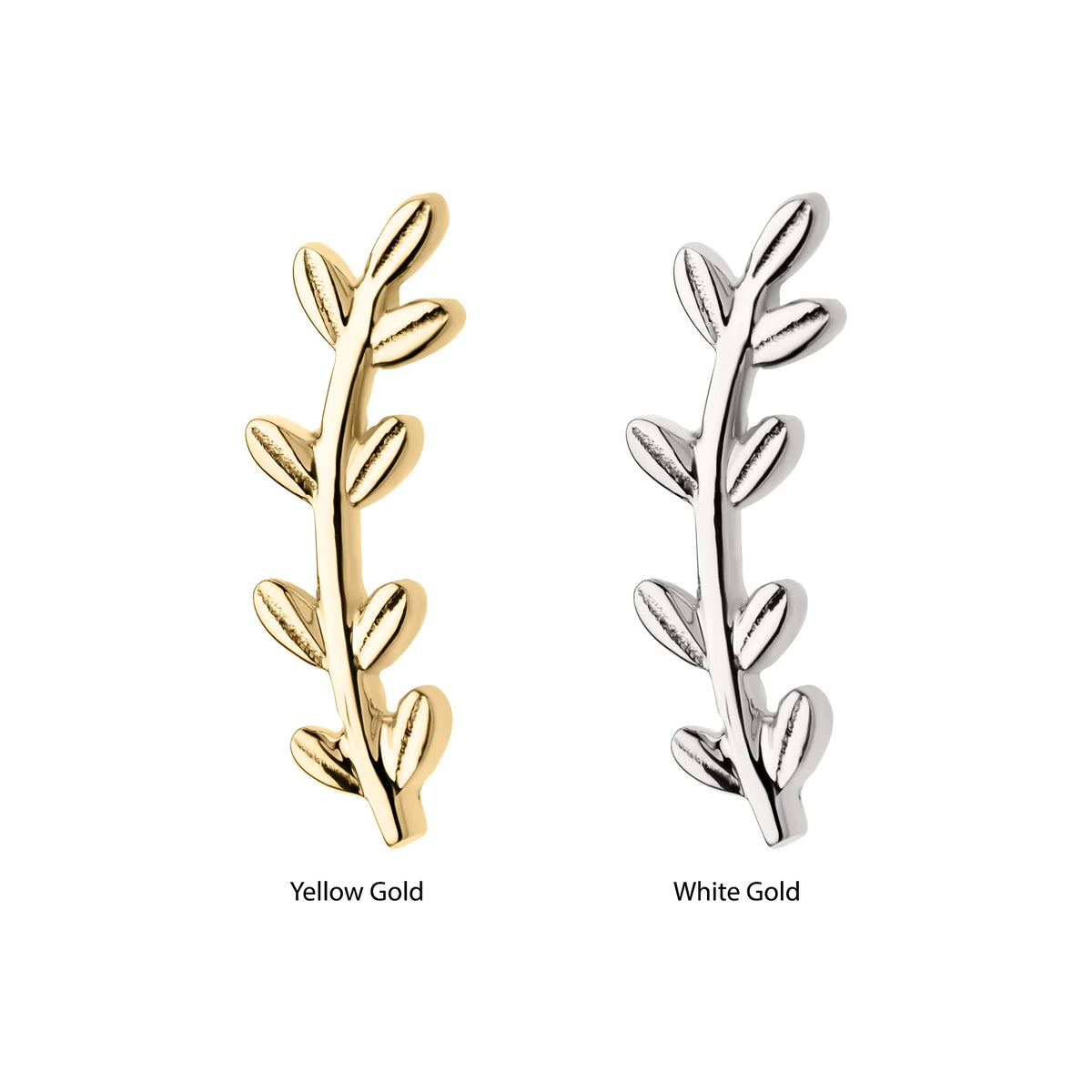 14Kt Gold Threadless Leaf Top