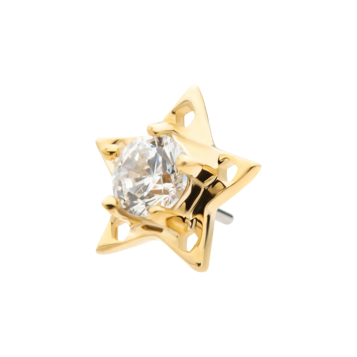 14Kt Yellow Gold Threadless Star Top with Prong Set CZ/Opal