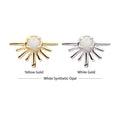 14Kt Gold Threadless Prong Set White Opal Half Starburst Top