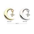 14Kt Gold Threadless Crescent Moon Top with Prong Set Gem Dangle