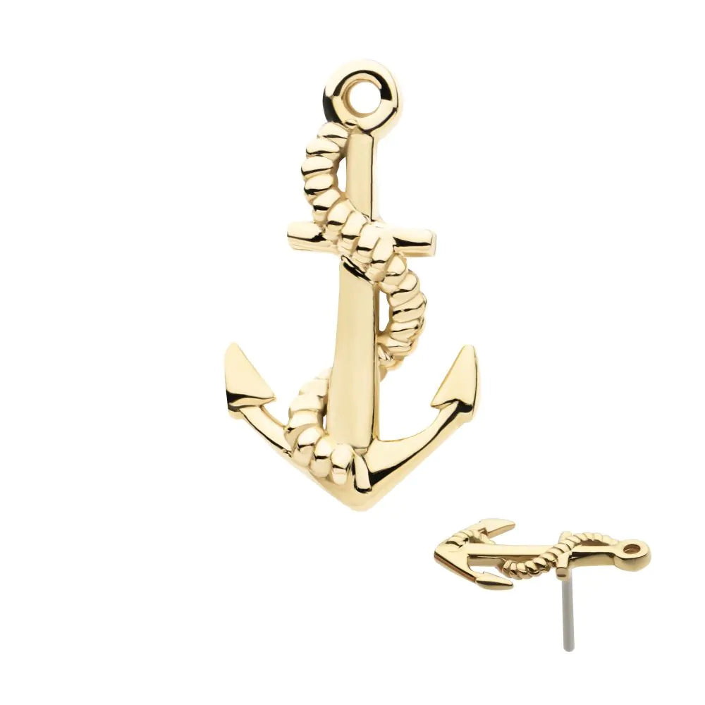 14Kt Yellow Gold Threadless Anchor Top