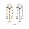 14Kt Gold Threadless Bezel Gem Top with Triple Bezel Gem Chain Dangle