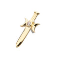 14Kt Yellow Gold Threadless Bezel Set Round CZ Triple Moon Phase Dagger Top