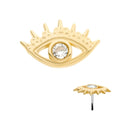 14Kt Yellow Gold Threadless Bezel Set Gem/Opal Evil Eye Top