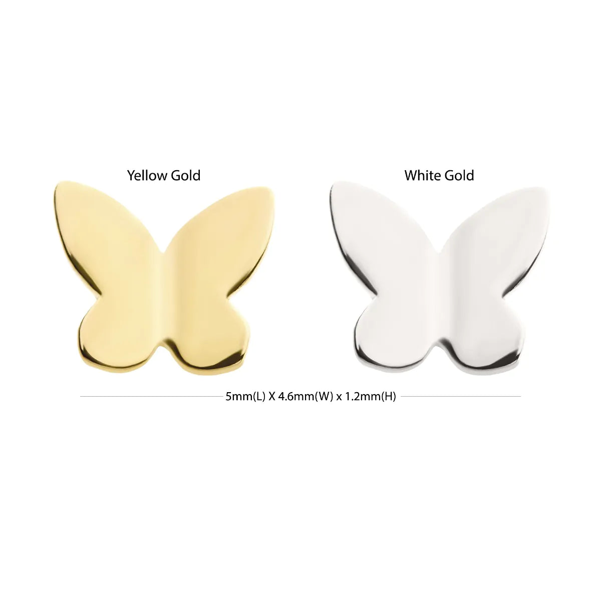 14Kt Gold Threadless 3D Butterfly Top