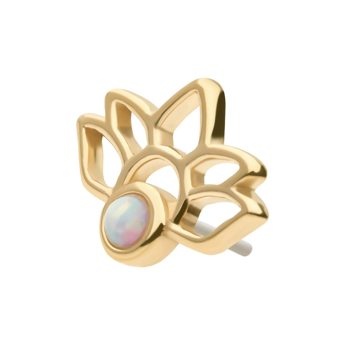 14Kt Yellow Gold Threadless Bezel Set Round Opal Lotus Top
