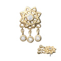 14Kt Yellow Gold Threadless Mandala Flower Top with Triple Bezel Set Gem Dangle