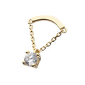 14Kt Yellow Gold Threadless Curved Bar Top with 4-Prong Gem Dangle