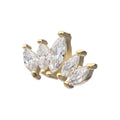 14Kt Yellow Gold Threadless Prong Set Marquise Gem Cluster Fan Shape Top