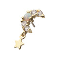 14Kt Yellow Gold Threadless Prong Set Round Opal & Gem Crescent Moon Top with Star Dangle