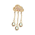 14Kt Yellow Gold Threadless Pave Round Gem Cloud Top with Bezel Pear Trio Dangle