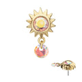 14Kt Yellow Gold Threadless Bezel Gem Sunburst Top with Invisible Set Round Dangle