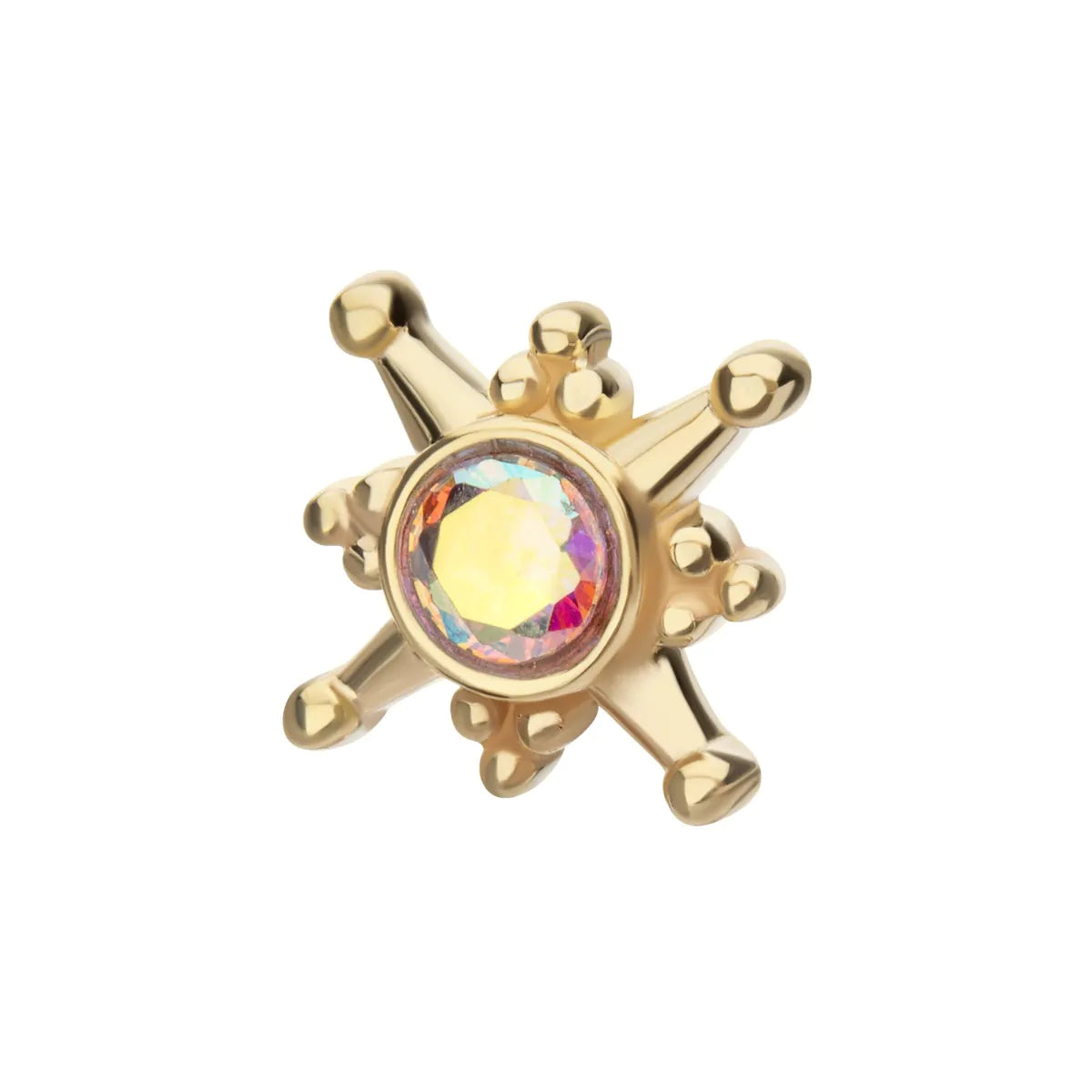 14Kt Yellow Gold Threadless Bezel Set Gem North Star Top
