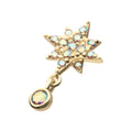 14Kt Yellow Gold Threadless Pave Set Gem North Star Top with Bezel Round Dangle