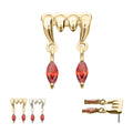 14Kt Gold Threadless Dripping Fangs Top with Garnet Marquise Gem Dangle
