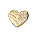 14Kt Yellow Gold Threadless Geometric Heart with One Side Pave Gem Top