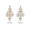 14Kt Gold Threadless Prong Set Teardrop & Triple Round Gem Top