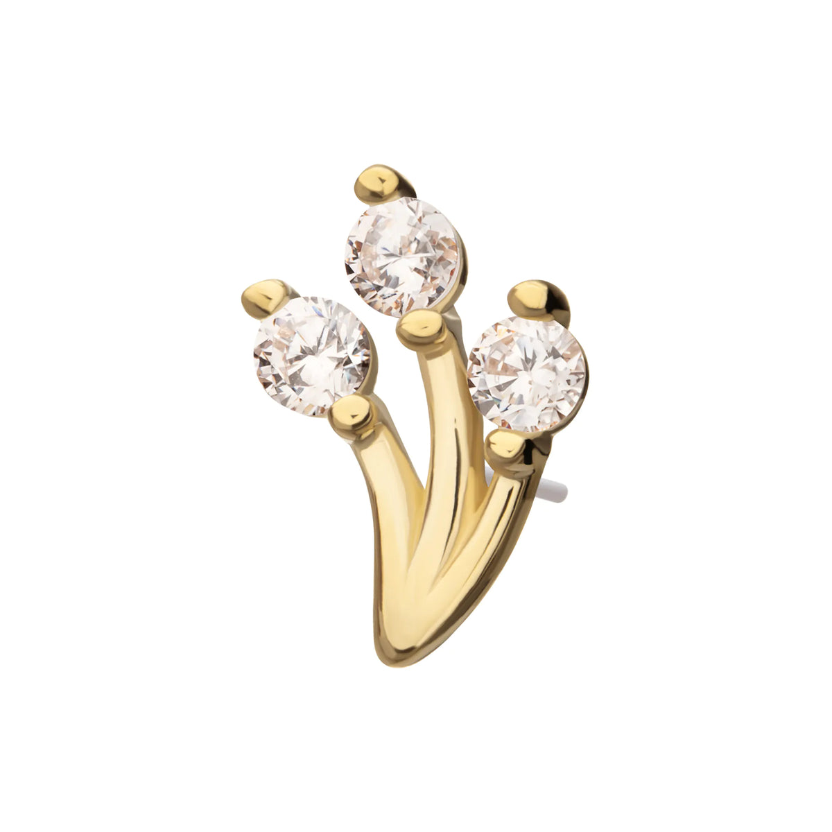 14Kt Yellow Gold Threadless Prong Set Gem Vine Top
