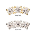 14Kt Gold Threadless Centered Gem Curved Cluster Top