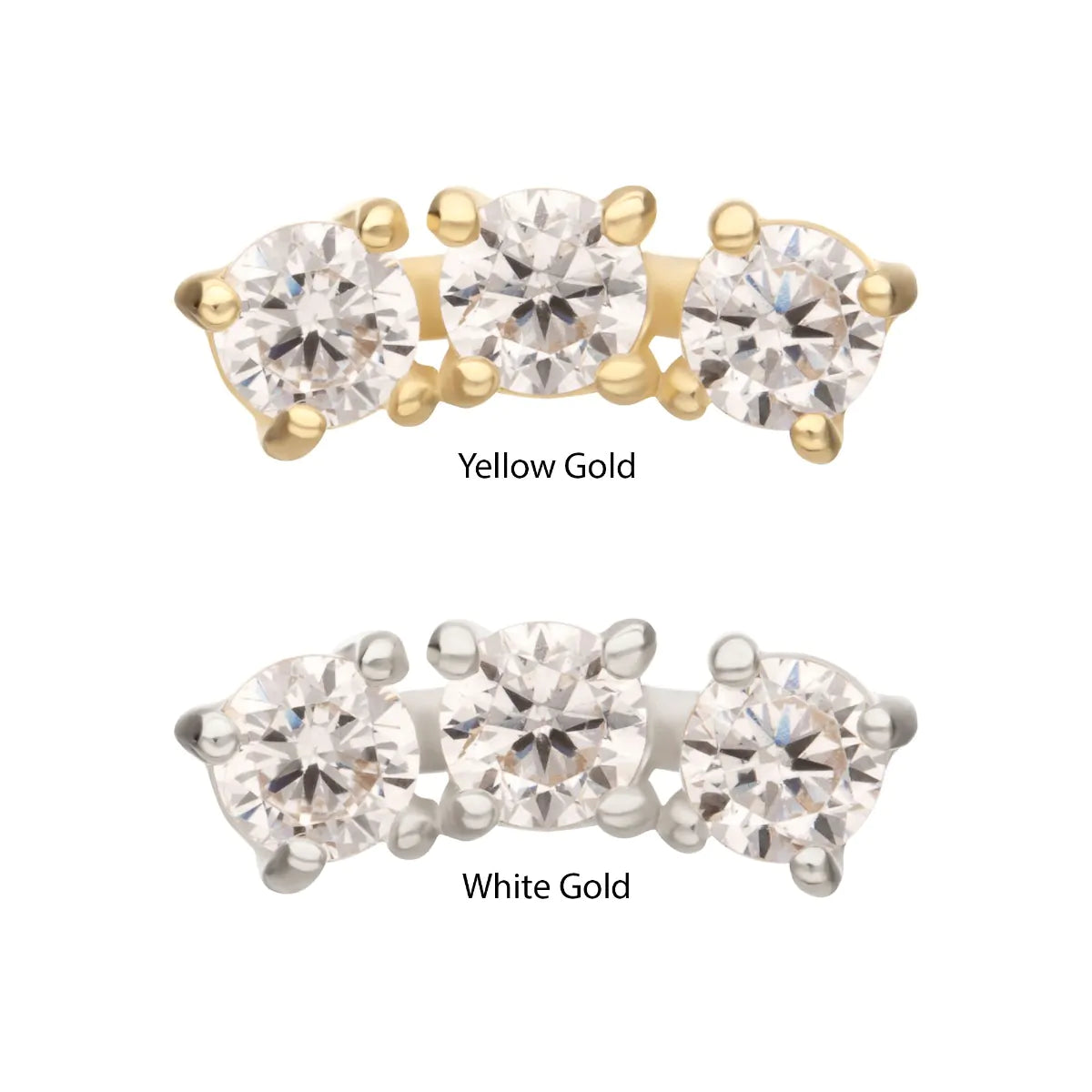14Kt Gold Threadless Centered Gem Curved Cluster Top