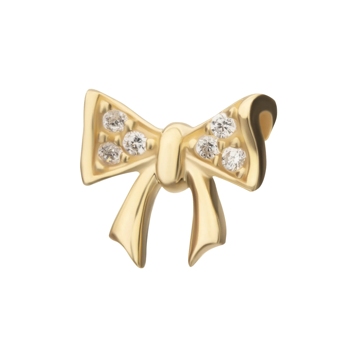 14Kt Yellow Gold Threadless Bow with Pave Gem Top