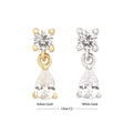 14Kt Gold Threadless Prong Set Round Gem Top with Teardrop Dangle