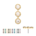 14Kt Gold Threadless Milgrain Edge Triple Cluster Bezel CZ Gem Top