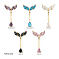 14Kt Gold Threadless Quadruple Marquise Cluster Top with Teardrop CZ Gem Dangle