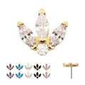 14Kt Gold Threadless Marquise Fan with Central Round CZ Gem Top