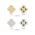 14Kt Gold Threadless 4 Leaf Clover with Prong Gem Accents Top