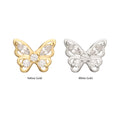 14Kt Gold Threadless 3D Butterfly Round & Marquise Gem Top