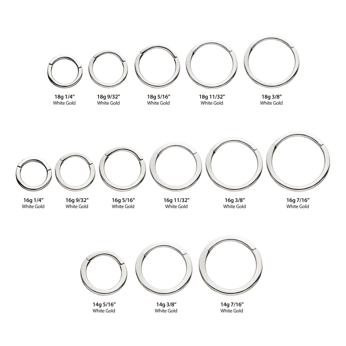 14Kt White Gold Basic Hinged Segment Clicker