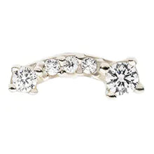 14Kt White Gold Threadless Curved Bar Top with 5 Clear CZ