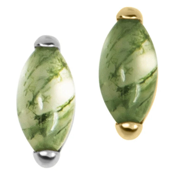 Titanium Internal Claw Set Moss Agate Marquise Top