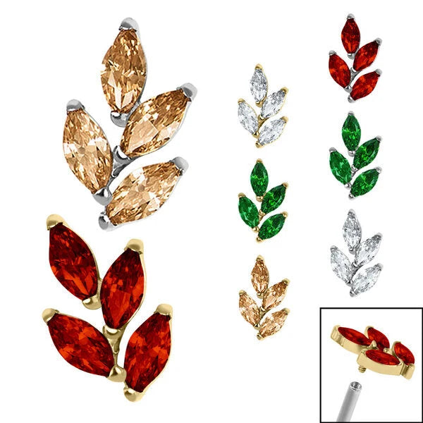 Titanium Internal Claw Set Marquise Jewelled Leaf Top