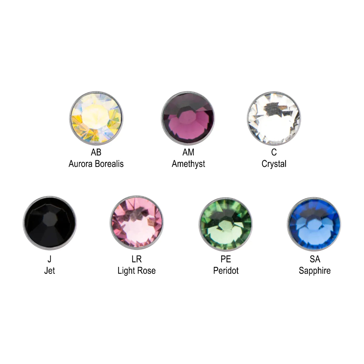 Titanium Internally Threaded Bezel Set Preciosa Gem Jeweled Top Dermal