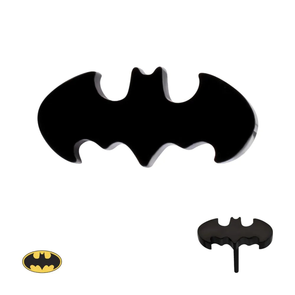 Black PVD Titanium Threadless DC Comics Batman Logo Top