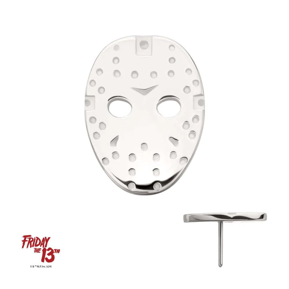 14Kt White Gold Friday The 13th Jason Mask Threadless Top