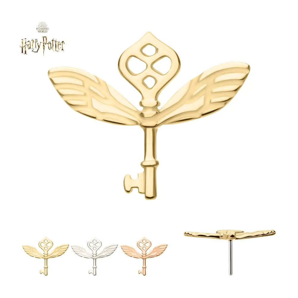 14Kt Gold Harry Potter Winged Key Threadless Top