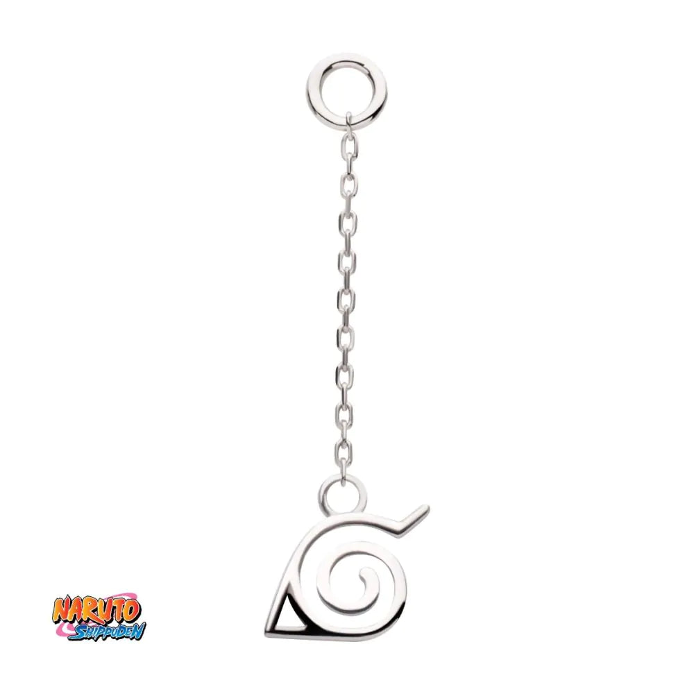 14Kt White Gold Naruto Shippuden Hidden Leaf Village Logo Dangle Charm