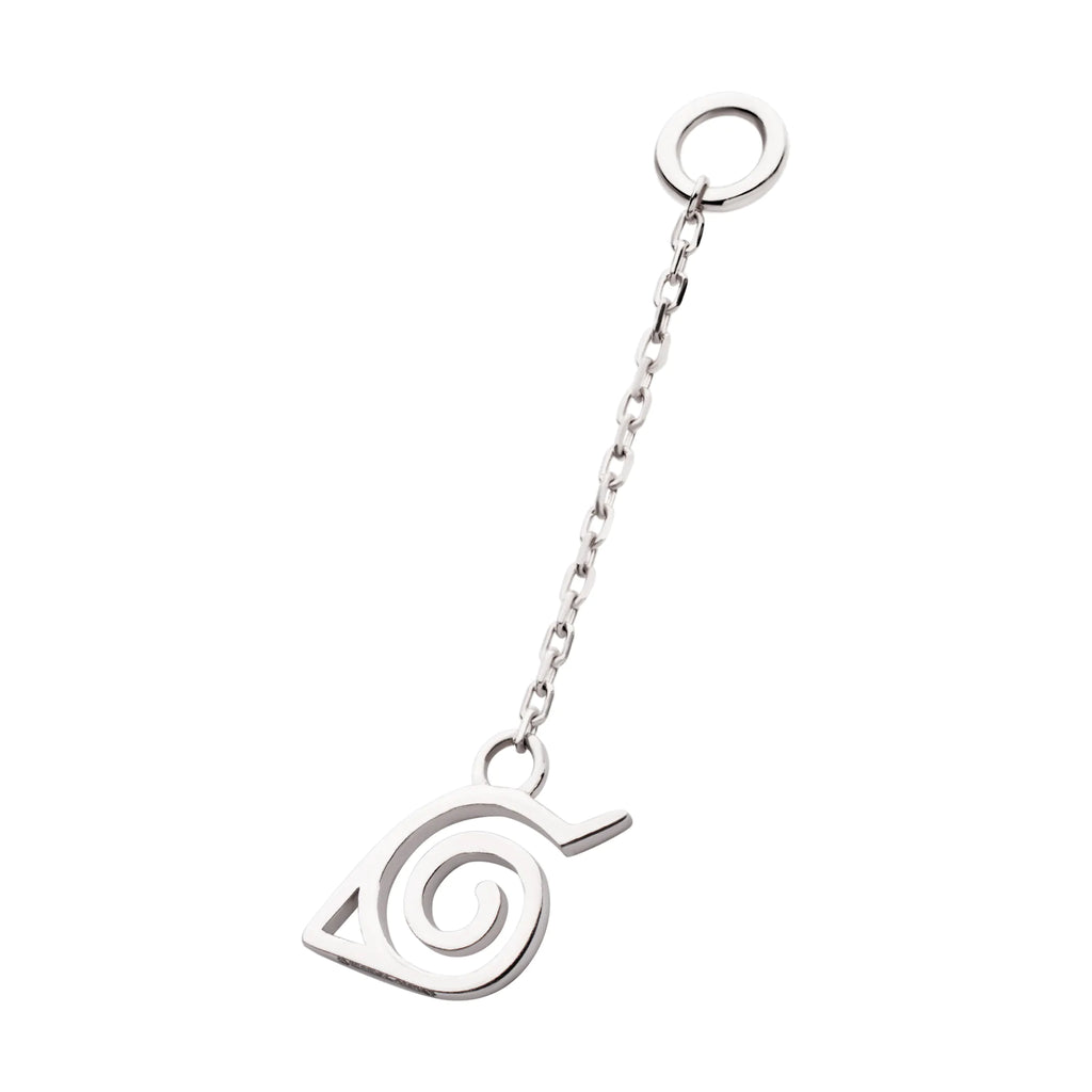 14Kt White Gold Naruto Shippuden Hidden Leaf Village Logo Dangle Charm
