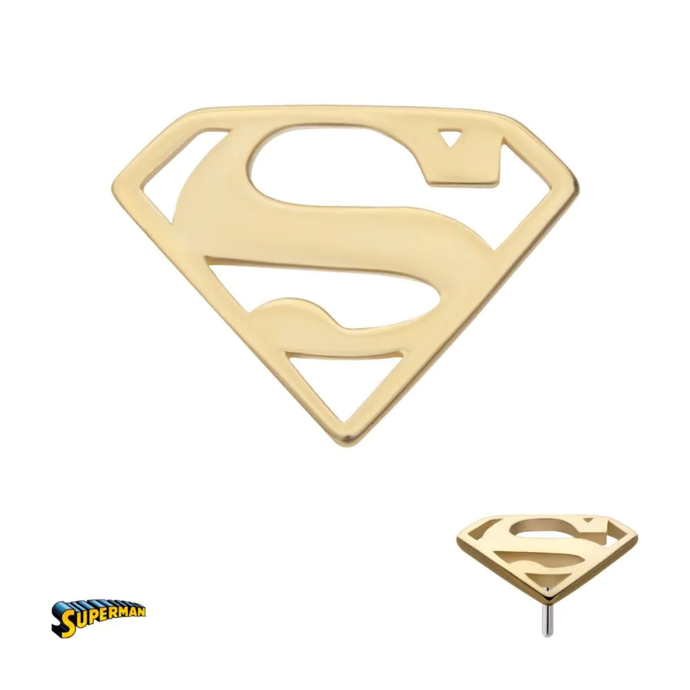 14Kt Yellow Gold DC Comics Superman Logo Threadless Top