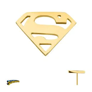 24kt Gold PVD Titanium Threadless DC Comics Superman Logo Top